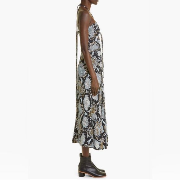 NWT $890 Proenza Schouler Ruched Snakeskin Print Halter Neck Dress in size 10! - Picture 3 of 6